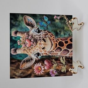 4x4 Giraffe Watercolor Oil Painting‎ Nature Floral Art Print